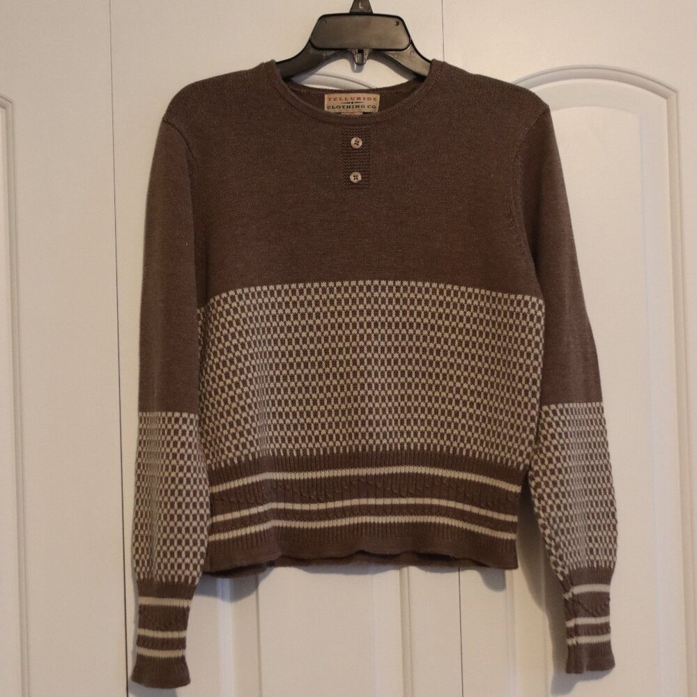 Telluride Clothing Company Neutral Brown/White Knit Pullover Sweater Size Large
